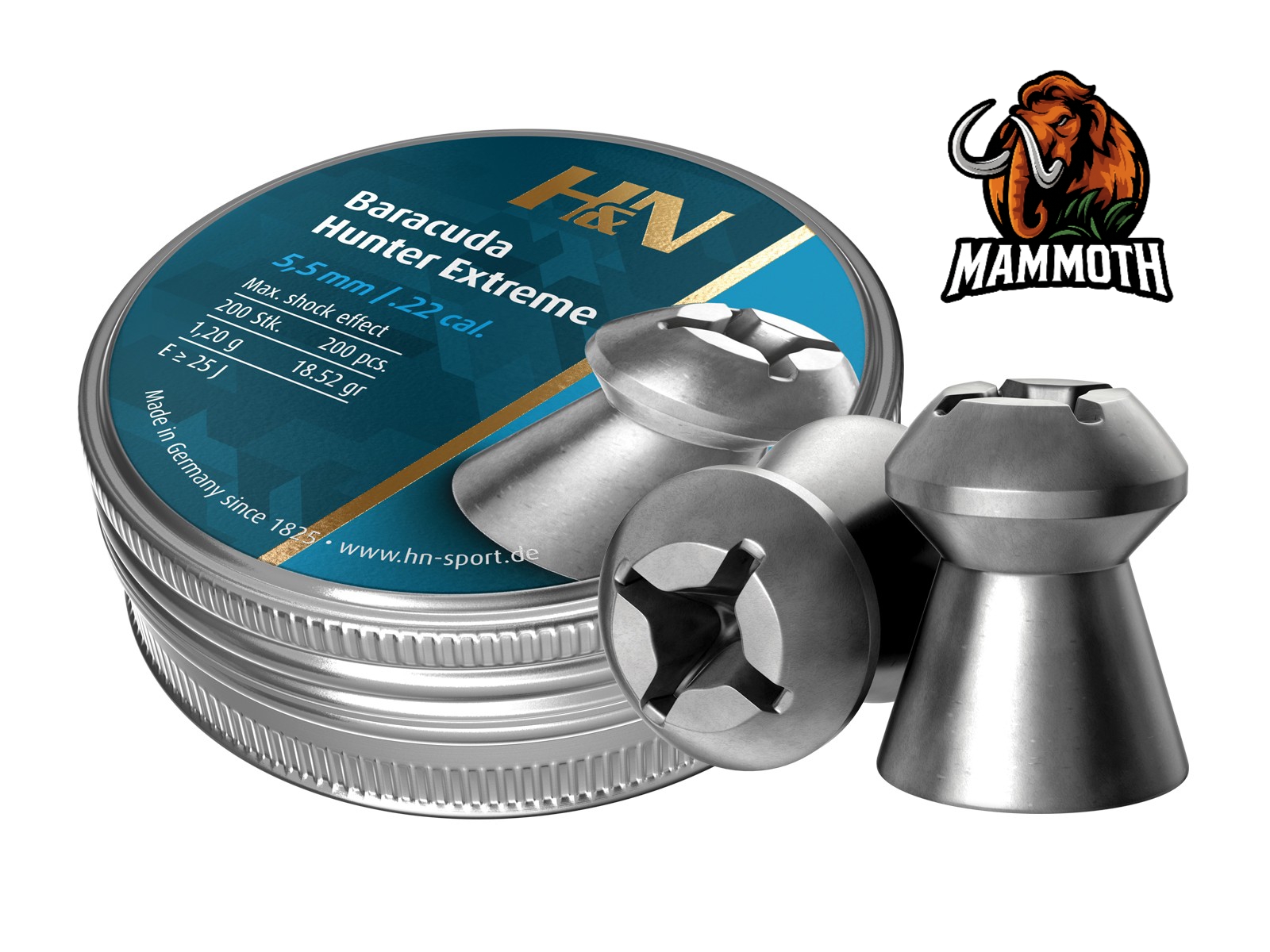 ساچمه اچ اند ان باراکودا هانتر اکستریم کالیبر 5.5 گرین 18.52